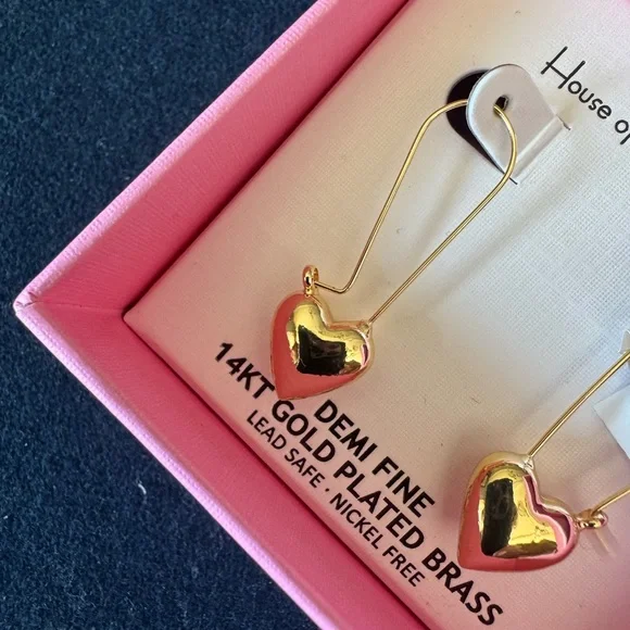 House of Harlow 1960  14Karat Gold Plated Heart Earrings - Picture 4 of 8